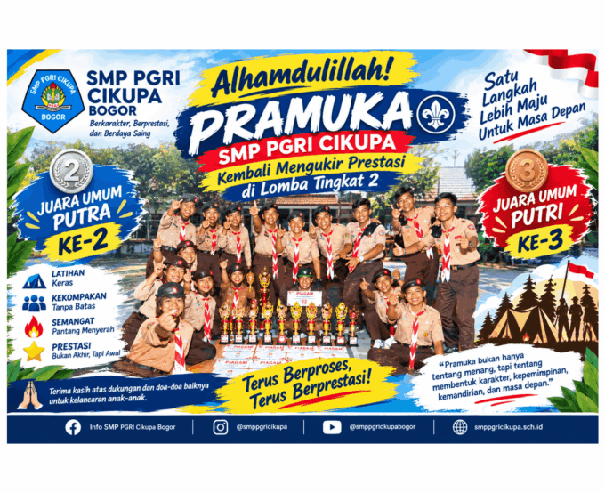 Pramuka SMP PGRI Cikupa Raih Juara Umum 2 Putra dan Juara Umum 3 Putri di Lomba Tingkat 2